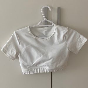 Cropped open back workout shirt